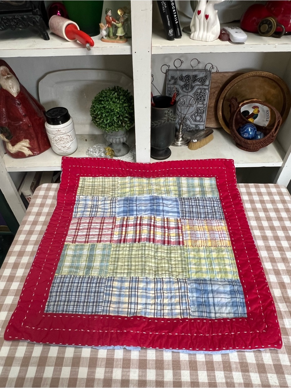 Pottery barn kids Laguna plaid pillow sham red blue bedding